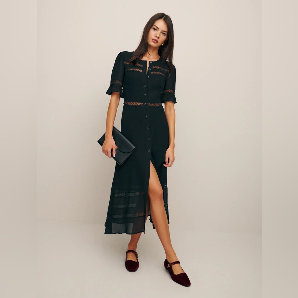 Reformation Woodson Dress Black - Size 4